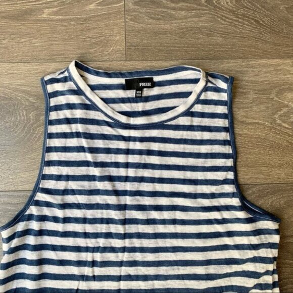 Aritzia Wilfred Free Striped Tank Top Sleeveless White Blue Linen Size XXS - Picture 5 of 11